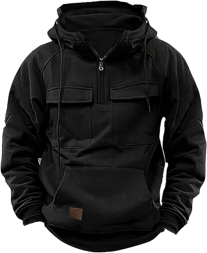 Sweatshirt Hoodies with Cargo Pockets Stand Up Collar Hoodie