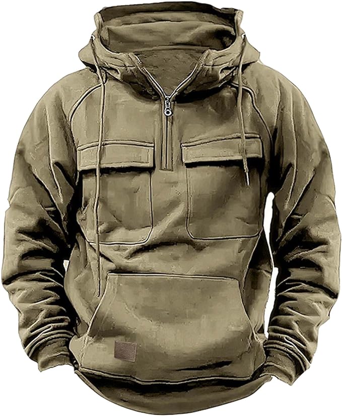 Sweatshirt Hoodies with Cargo Pockets Stand Up Collar Hoodie