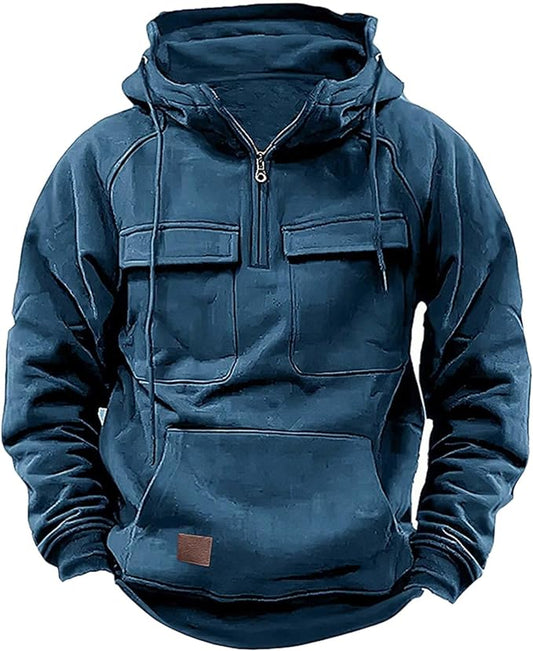 Sweatshirt Hoodies with Cargo Pockets Stand Up Collar Hoodie