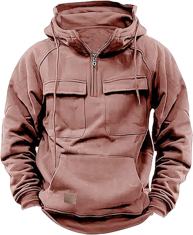 Sweatshirt Hoodies with Cargo Pockets Stand Up Collar Hoodie