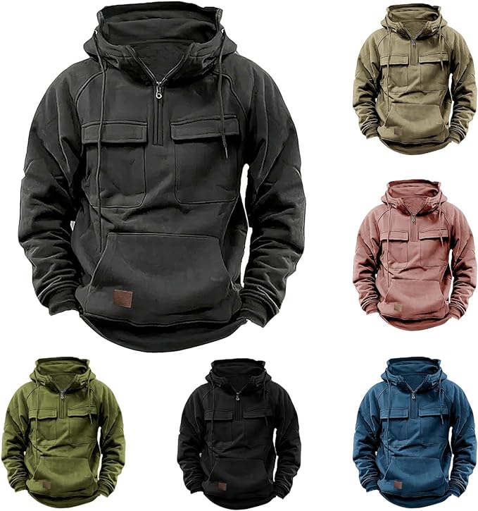 Sweatshirt Hoodies with Cargo Pockets Stand Up Collar Hoodie