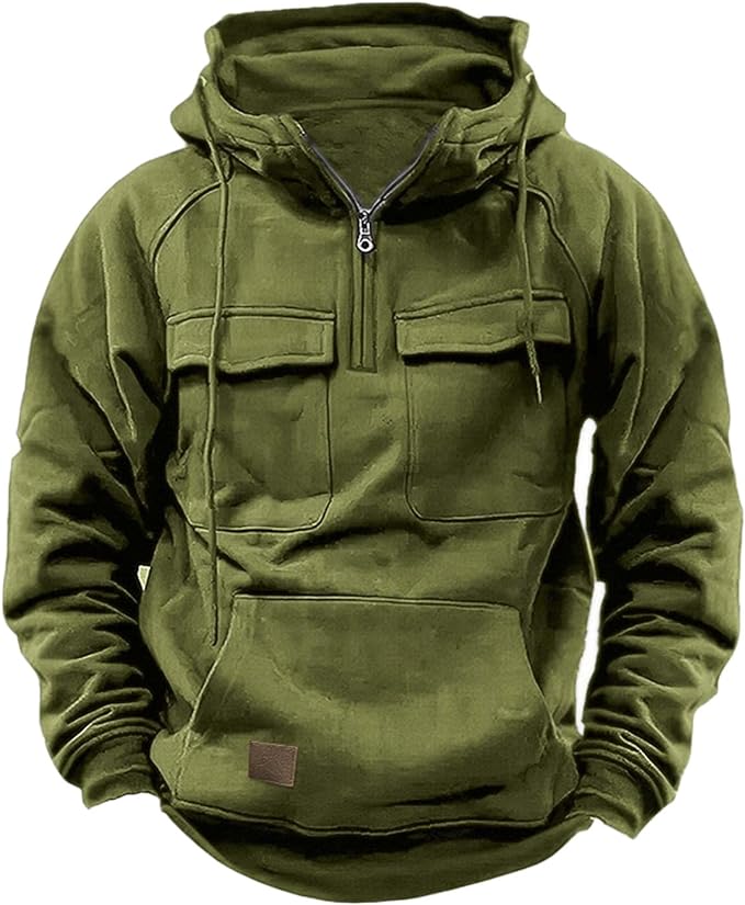 Sweatshirt Hoodies with Cargo Pockets Stand Up Collar Hoodie